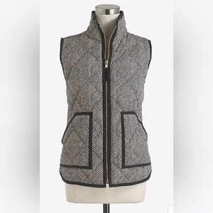J. Crew Factory Quilted Herringbone Puffer Vest in Black & White, size XS